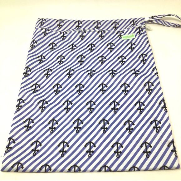 Weegreco Blue Stripe Anchor Wet Bag Waterproof Swimming Cloth Diaper - Picture 1 of 5